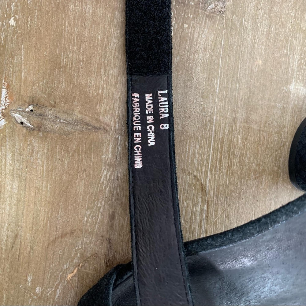 Jeffrey Campbell Laura Ankle Strap Heeled Sandals Black Suede Embossed Size 8 - Picture 8 of 12